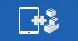 デジタルとアナログが融合して思考力を育むSTEAM教育を象徴する抽象的なイラスト